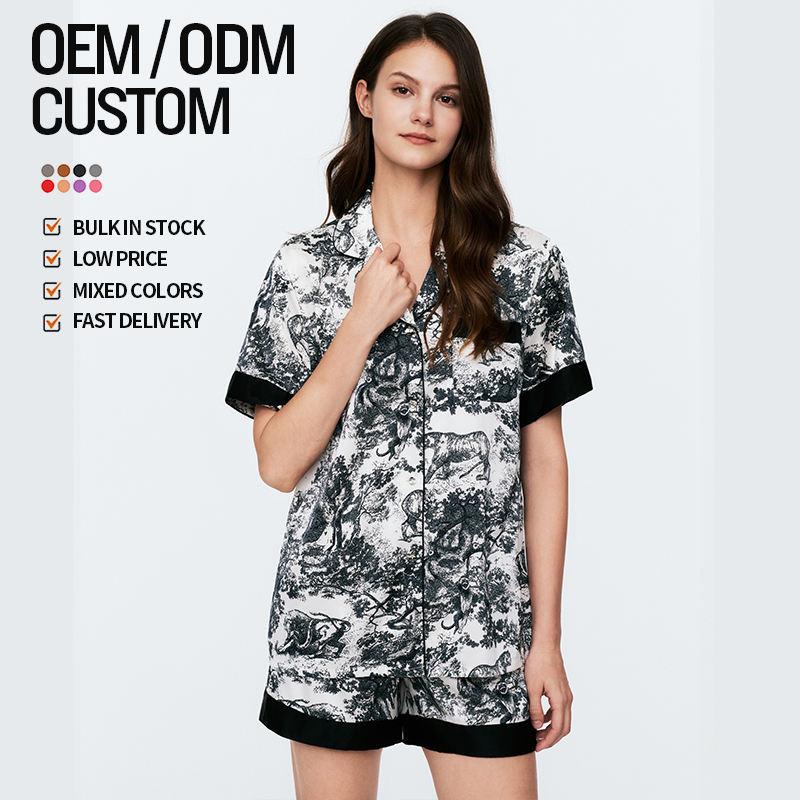 New Models Can Be Worn Outside China Printed Short-Sleeved Shorts Ladies Summer Temperament Pajamas