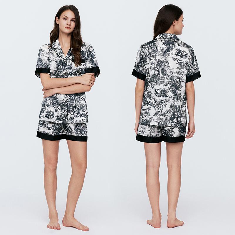 New Models Can Be Worn Outside China Printed Short-Sleeved Shorts Ladies Summer Temperament Pajamas