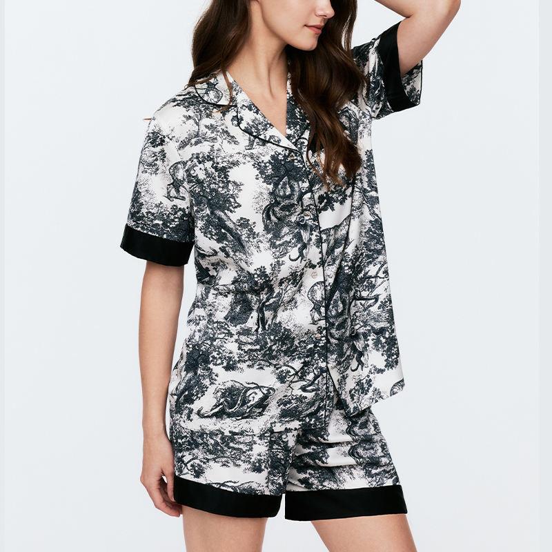 New Models Can Be Worn Outside China Printed Short-Sleeved Shorts Ladies Summer Temperament Pajamas