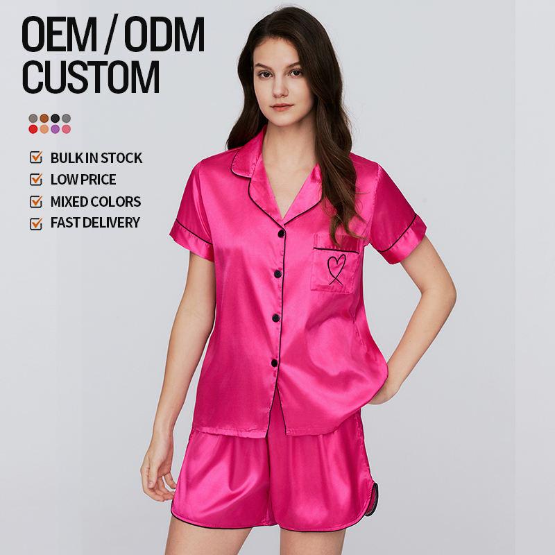 Luxury Pajamas Short Sleeve Satin Pajama Set Women's Pajama Shorts Two Piece Set