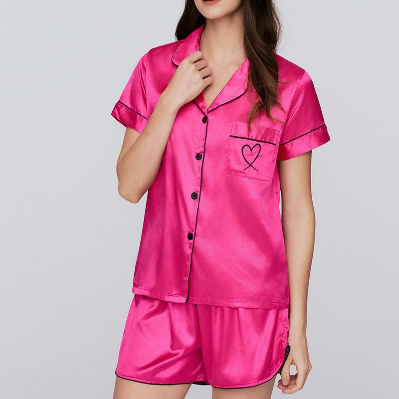 Luxury Pajamas Short Sleeve Satin Pajama Set Women's Pajama Shorts Two Piece Set