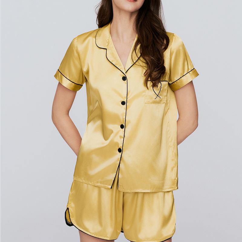 Best-Selling High Quality Women's Pajama Sets Short Sleeves And Shorts Wholesale Silk Pajama Sets