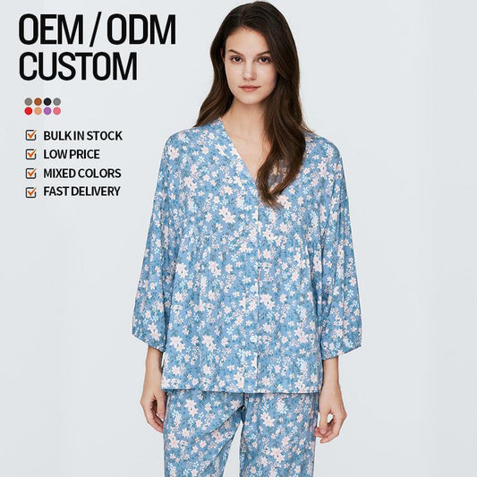 Allover Printed Pajamas Women's Pajama Pants Long Sleeve Tops Pajamas Viscose Pants Guaranteed Quality Proper Price