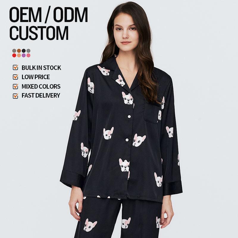 Newest Design Top Quality Manufacturer Universal Customised Couple's Pajama Set Satin Silk Pajamas Loungewear Set