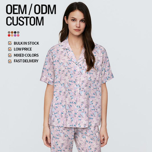 Promotional Price Fashionable Fabrics Comfortable Cheap Buttons Women's Pyjamas Set