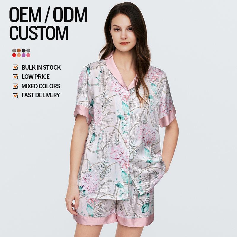 Factory Wholesale High-Grade Ice Silk Pajamas Luxury Quality Homewear Summer Women's Pajamas Set