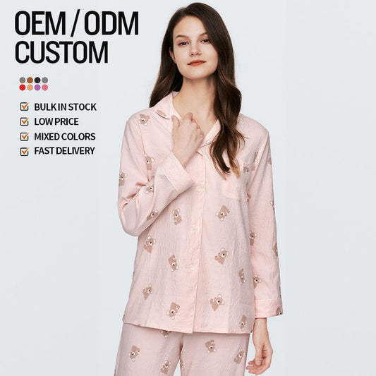 Ladies Simulation Silk Polyester Pajama Set Homewear Women's Casual Luxury Pajamas