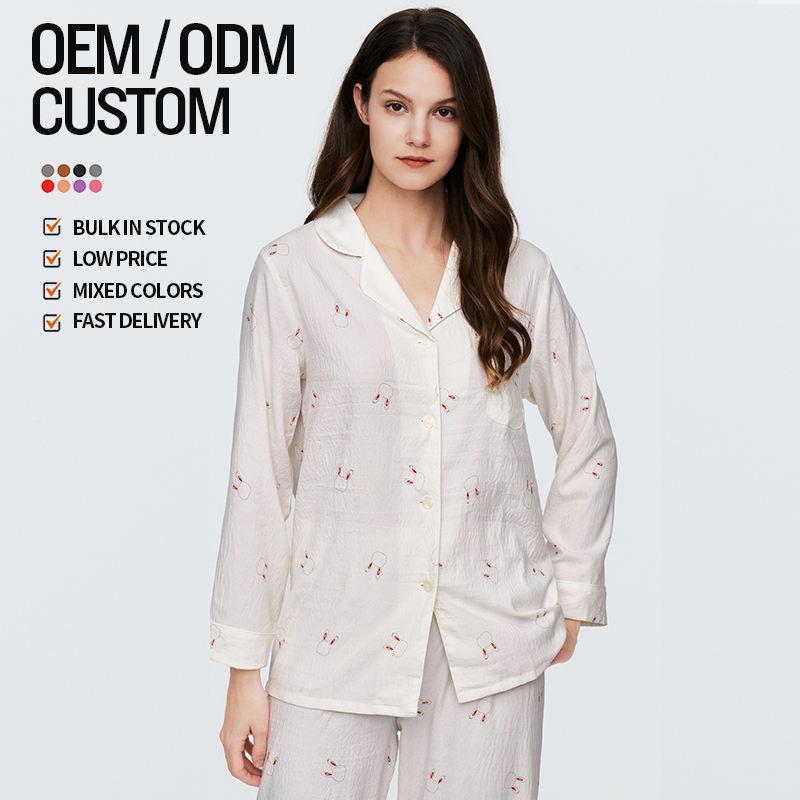 Factory Sourced Multi Size Selection Elegant Lapel Pyjamas Silky Two Piece Pyjama Set