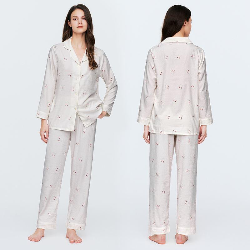 Factory Sourced Multi Size Selection Elegant Lapel Pyjamas Silky Two Piece Pyjama Set