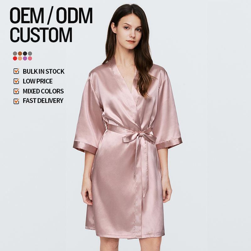 Sample Custom-Made Wholesale Women's Custom Robes And Casual Wear Satin Silk Home Pajamas Set