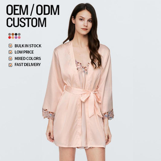 Multi Size Choice Low Price High Quality Satin Pajamas Robe Set Women's Luxury Robes