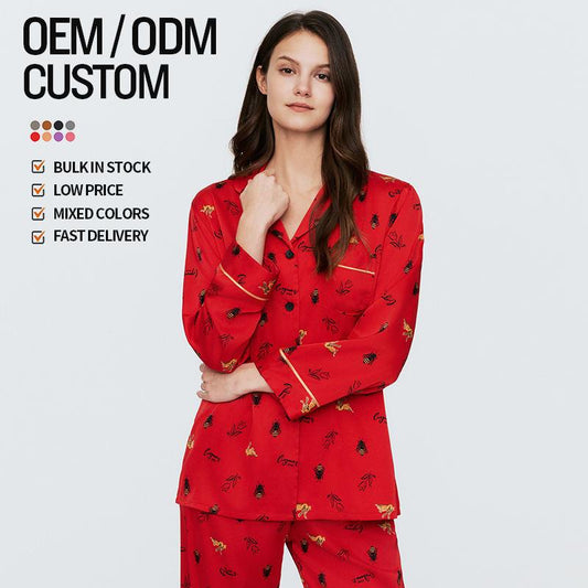 Women's Floral Comfortable Breathable Quick Dry Pajama Set Full Sleeve Two Piece Set