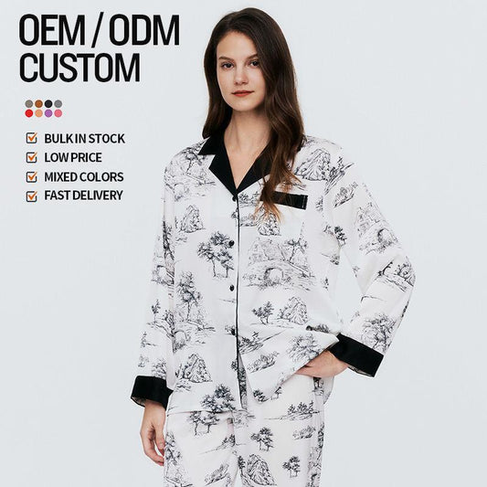 Hot Daytime Homewear Fashion Casual Pajamas Luxury Women's Long-Sleeved Pajama Set