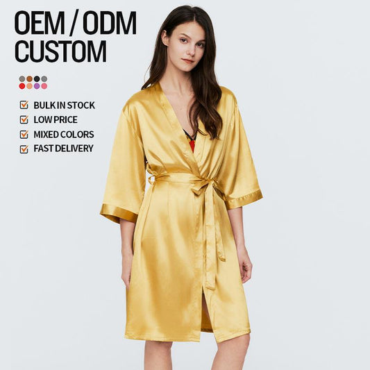 Wholesale Customized Good Quality Factory Manufacture Various Sexy Robe Women's Nightwear Solid Colours