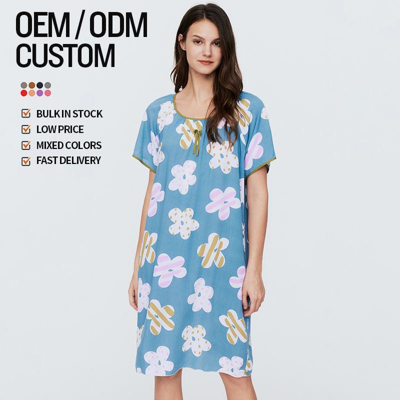 Wholesale High Quality Factory Custom Printed Clothing Summer Casual Pajamas Dresses Plus Size Women's