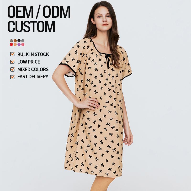 Factory Sale Various Summer Girls Casual Pajama Dress Plus Size Printed Ladies Nightwear Sell Well New Type