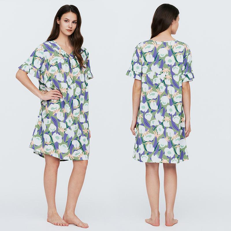 New 100% Viscose Fibre Women's Summer Casual Printed Square Neck Dresses Special Design Widely Used