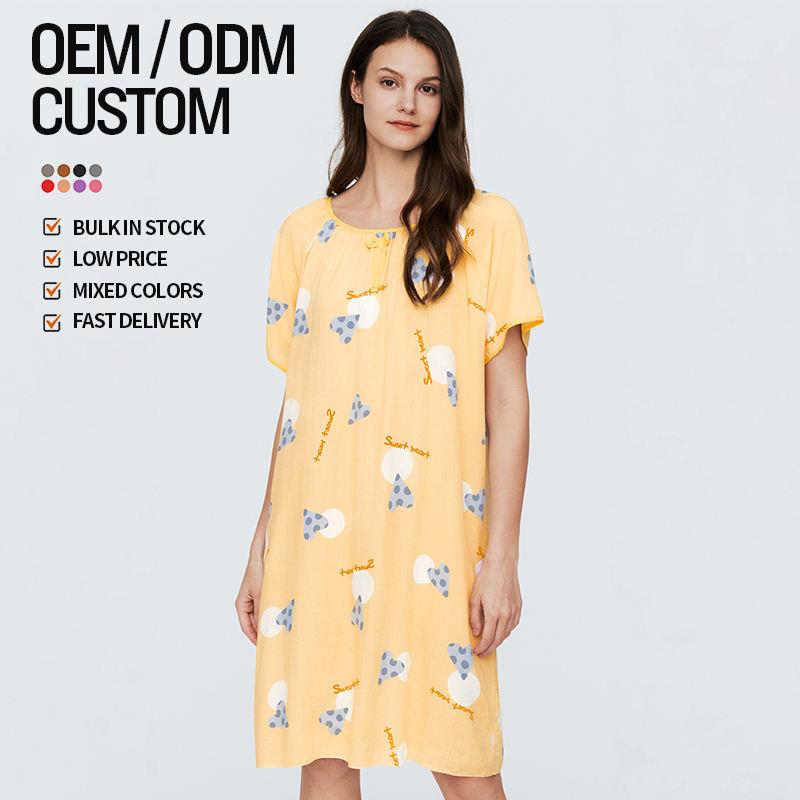 Summer Cotton Pajamas Women's Thin Short-Sleeved Cartoon Printed Pajamas Large Spring And Autumn Home Wear