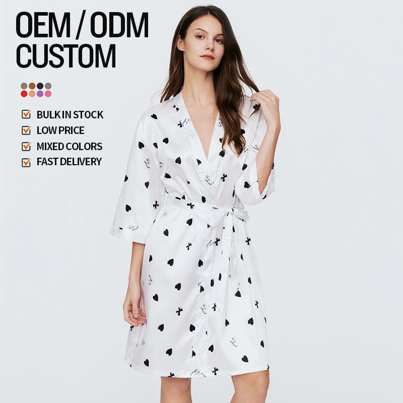 Guaranteed Quality Unique Women's Nightgown Set Printed Floral Bathrobe Robe Nightgown Satin Lounger Homewear