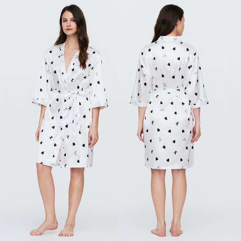 Guaranteed Quality Unique Women's Nightgown Set Printed Floral Bathrobe Robe Nightgown Satin Lounger Homewear