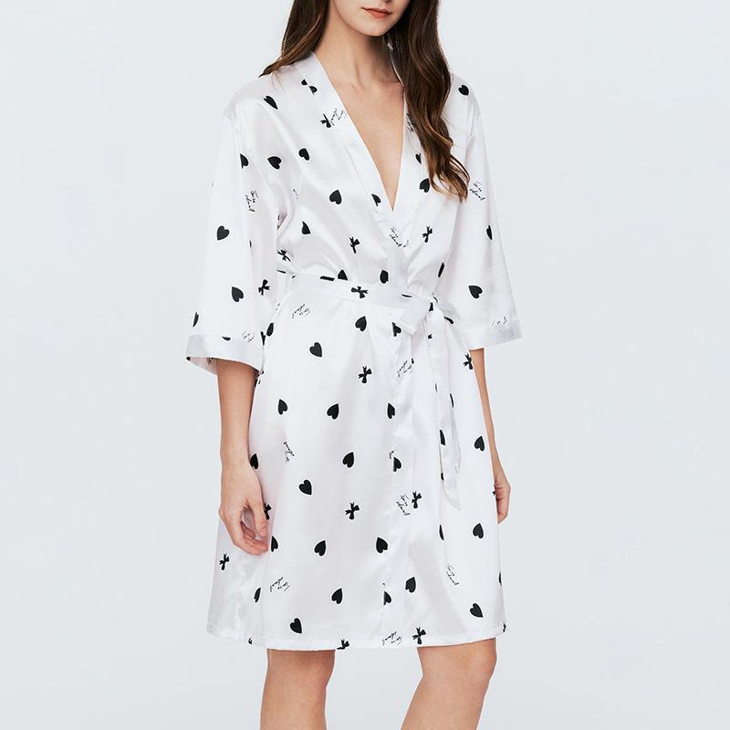 Guaranteed Quality Unique Women's Nightgown Set Printed Floral Bathrobe Robe Nightgown Satin Lounger Homewear