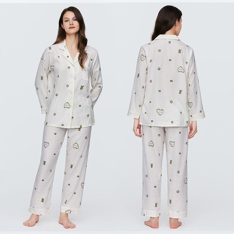 Hot Sale Classic Daily Cardigan Autumn & Winter Loungewear Premium Quilted Printed Women's Pajamas