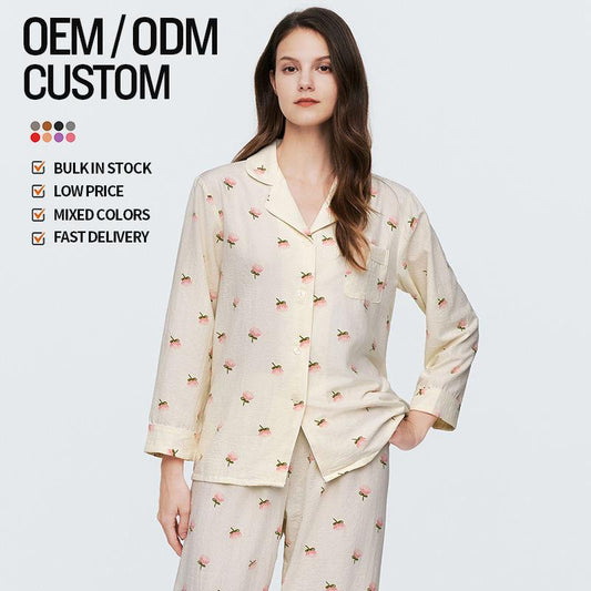 Women's 20224 Fashion New High Quality Luxury Inspired Casualwear Two Piece Long Sleeve Satin Pajama Set